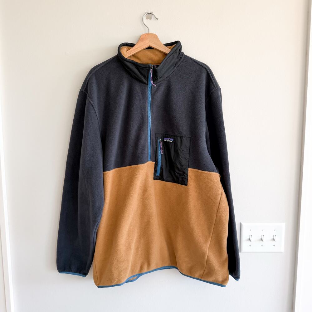 Patagonia Microdini 1/2 Zip Fleece Mock Neck Pullover Grey/Tan XXL